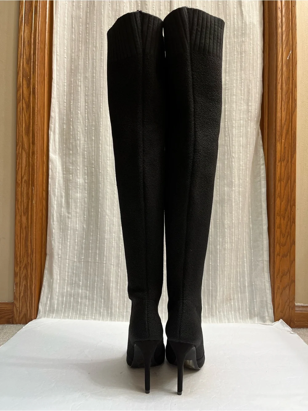 JustFab Ivy Black Thigh High Over The Knee Stiletto Boots 7.5 NWOB